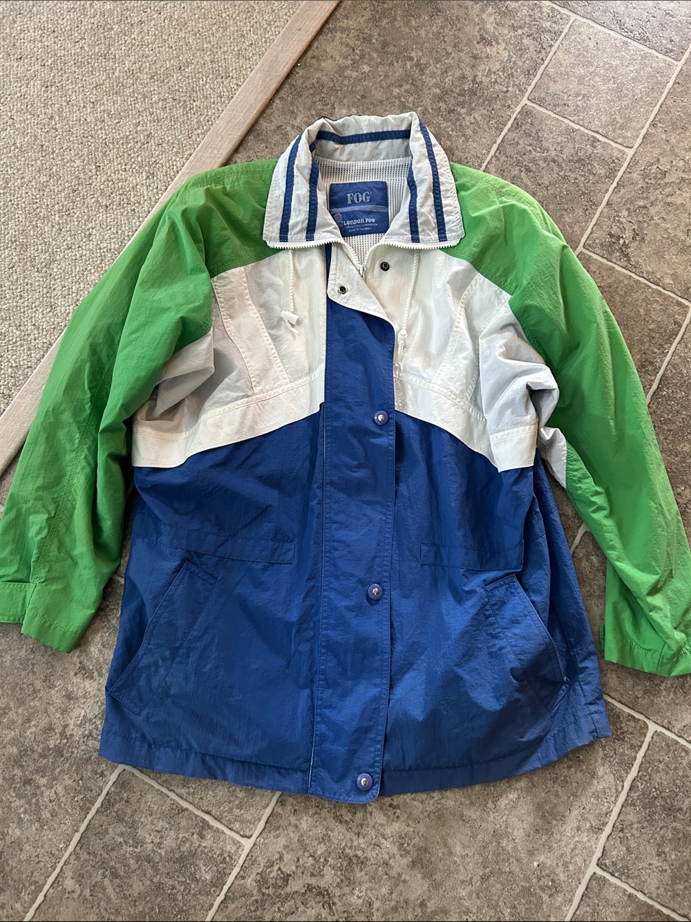 FOG Colorblock Windbreaker Jacket - Blue, Green & White